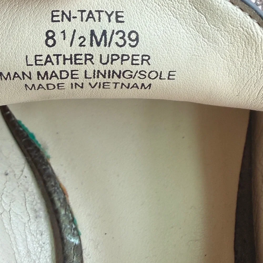Enzo Angiolini EN-TATYE Metallic Bronze Pebbled Leather Loafers Womens 8.5 M 39